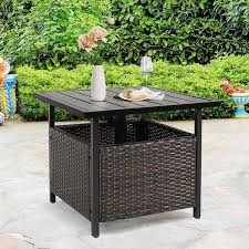 Wicker Outdoor Side Table With Umbrella