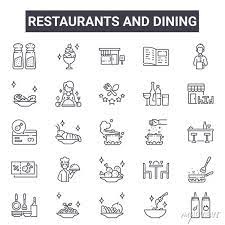Restaurants And Dining Outline Icon Set