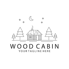 Wood Cabin Logo Minimalist Vector Line