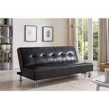 Inroom Furniture Designs S019 Black Faux Leather Klik Klak Sofa