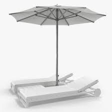 Sun Loungers With Umbrella 2 3d Model
