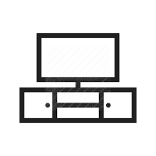 Television Set With Cabinets Line Icon