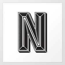 Letter N Typography Art Print By Ideate