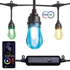 Novolink 12 Light Outdoor 27 42 Ft Smart Plug In Edison Bulb Led String Light With Rgbw Color Changing And Wireless App Control