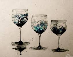 Wine Glasses In Pen And Ink Ai