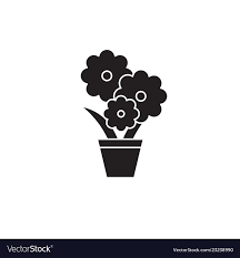 Cute Flower Pot Black Concept Icon