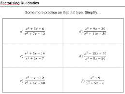 Factorising Quadratics Ticktockmaths