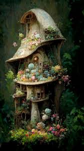 A Painting Of A Fairy House With A