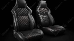 3d Rendered Black Leather Car Seat Set
