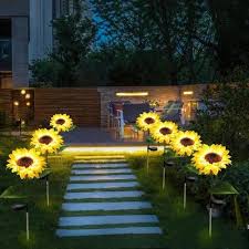 Solar Sunflower Garden Light Plant For
