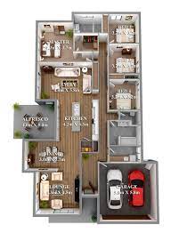 4 Bedroom 3d Home Floor Plans With