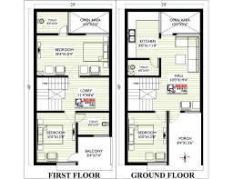 20x40 Duplex House Plan North Facing