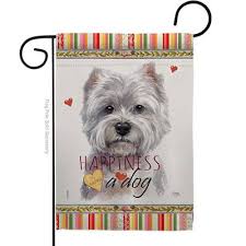 13 In X 18 5 In White Westie Happiness Dog Garden Flag Double Sided Readable Both Sides Animals Decorative