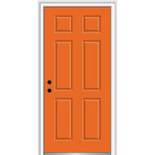 Mmi Door 36 In X 80 In 6 Panel Right Hand Inswing Classic Painted Fiberglass Smooth Prehung Front Door Orange