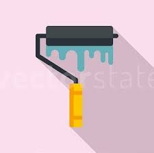 Paint Wall Roller Icon Flat