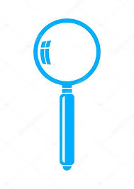 Blue Magnifier Icon On White Background