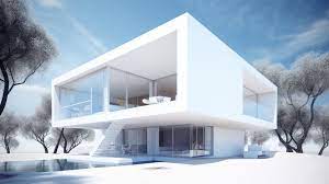 Modern White House In A Cubic 3d Render