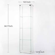 64 In X 17 In X 14 5 In White 4 Layer Clear Glass Display Cabinet Curio Cabinet