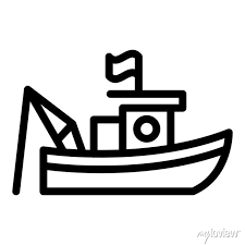 Flag Fishing Boat Icon Outline Flag