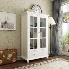 55 H White Bookcase With Glass Doors