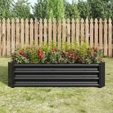 Cesicia 4 Ft X 2 Ft X 1 Ft Black Metal Outdoor Rectangle Raised Garden Bed Planter Box For Vegetables Flowers Herbs