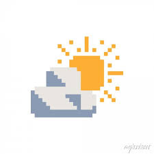 Weather App Icon Sun And Clouds Pixel