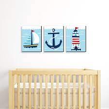 Big Dot Of Happiness Lighthouse Sailboat And Anchor Boy Nursery Wall Art And Nautical Kids Room Decor 7 5 X 10 Inches Set Of 3 Prints
