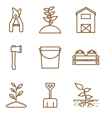 Isolated Gardening Line Style Icon Set