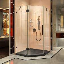 Dreamline Dl 6052 22 06 Prism Lux 40 X 40 In Frameless Hinged Corner Shower Enclosure With Biscuit Acrylic Base Kit Oil Rubbed Bronze