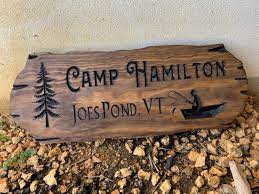 Outdoor Signs Wooden Carved Cabin Sign
