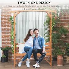 Wood Outdoor Patio Garden Bench Arbor