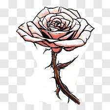 Single Pink Rose Tattoo On