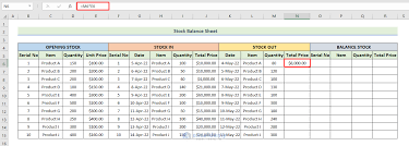 Stock Balance Sheet In Excel