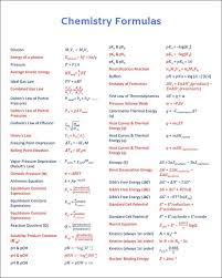 Chemistry Formulas Chart 8 X 10