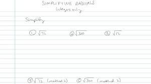 Simplifying Radical Expressions Math
