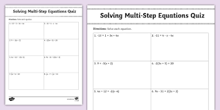 Multi Step Equations Quiz