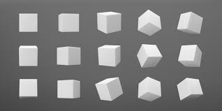 White 3d Modeling Cubes Set With