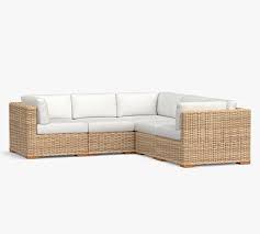 Outdoor Huntington All Weather Wicker Square Arm 5 Piece Sectional With Cushion 1 Corner Chair 2 Armless Chair 1 La Chair 1 Ra Chair Natural