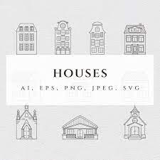 House Ilration Svg Line Icons Png