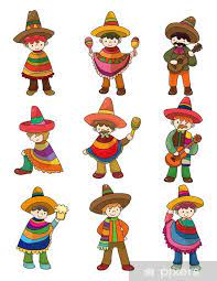 Wall Mural Cartoon Mexican People Icon