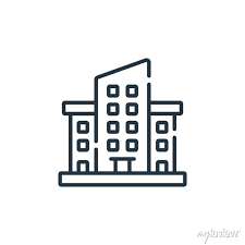 Linear Office Building Outline Icon