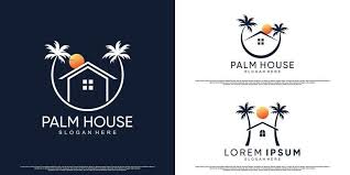 Bundle Plam And House Icon Logo Design