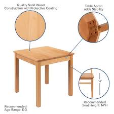 Carnegy Avenue Kids Natural Solid Wood Table And Chair Set For Classroom Playroom Kitchen