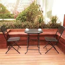 3 Piece Patio Bistro Set Metal Folding