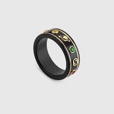 18k Yellow Gold Black Icon Ring With