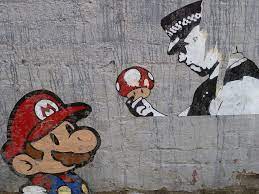 Icon Mario Paste Up Street Art