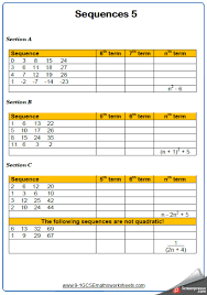 Quadratic Sequences Worksheets