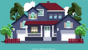 Residential House Model Icon Colored