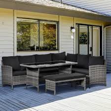 Outsunny 4 Piece Modern Outdoor Rattan