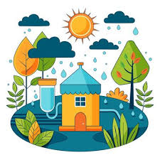 Rainwater Harvesting Vector Art Icons